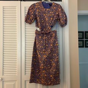 J. Crew puff sleeve cutout midi sheath cocktail dress